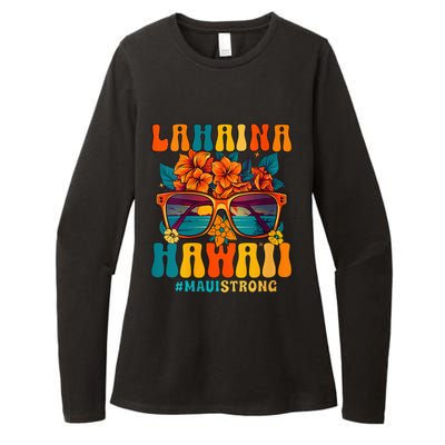 Groovy Retro Lahaina Pray For Maui Hawaii Strong Funny Womens CVC Long Sleeve Shirt