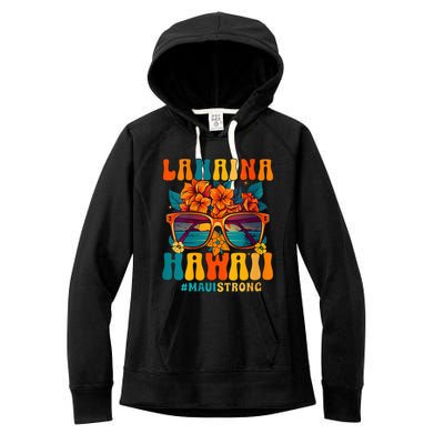 Groovy Retro Lahaina Pray For Maui Hawaii Strong Funny Women's Fleece Hoodie