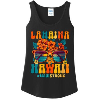 Groovy Retro Lahaina Pray For Maui Hawaii Strong Funny Ladies Essential Tank