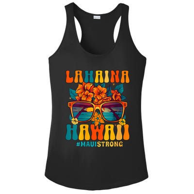 Groovy Retro Lahaina Pray For Maui Hawaii Strong Funny Ladies PosiCharge Competitor Racerback Tank