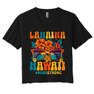 Groovy Retro Lahaina Pray For Maui Hawaii Strong Funny Women's Crop Top Tee