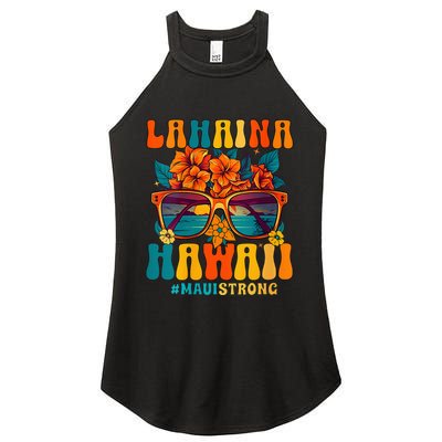 Groovy Retro Lahaina Pray For Maui Hawaii Strong Funny Women's Perfect Tri Rocker Tank