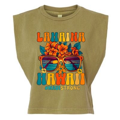 Groovy Retro Lahaina Pray For Maui Hawaii Strong Funny Garment-Dyed Women's Muscle Tee