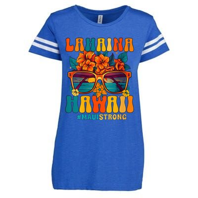 Groovy Retro Lahaina Pray For Maui Hawaii Strong Funny Enza Ladies Jersey Football T-Shirt