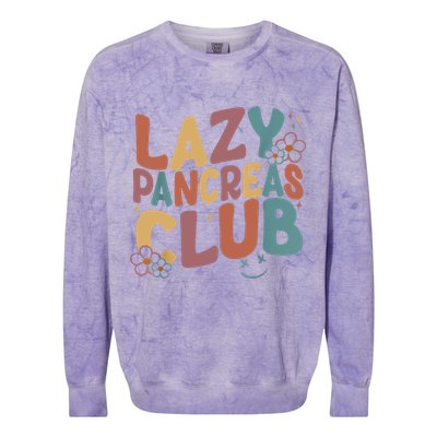 Groovy Retro Lazy Pancreas Club Type 1 Diabetes Awareness Colorblast Crewneck Sweatshirt