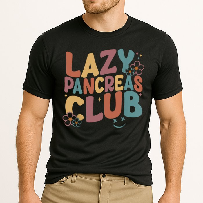 Groovy Retro Lazy Pancreas Club Type 1 Diabetes Awareness Performance Shirt