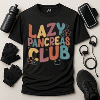 Groovy Retro Lazy Pancreas Club Type 1 Diabetes Awareness Performance Shirt