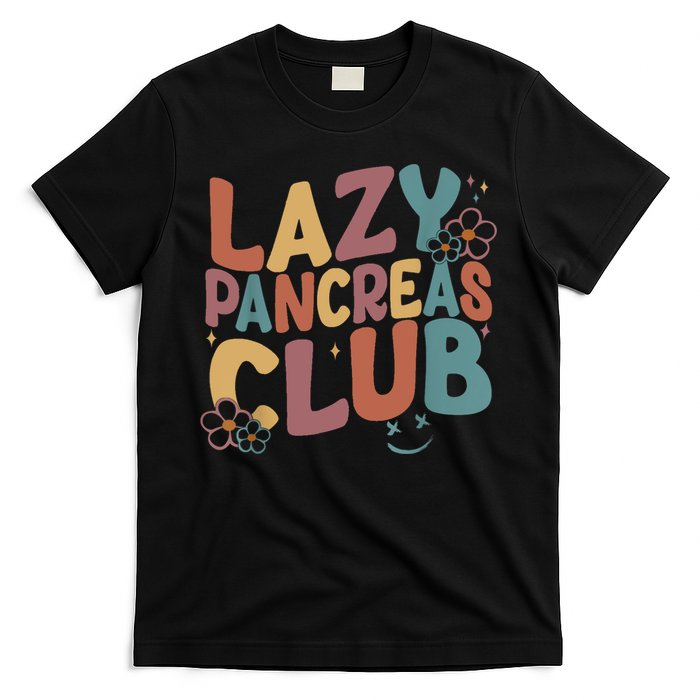 Groovy Retro Lazy Pancreas Club Type 1 Diabetes Awareness T-Shirt