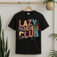Groovy Retro Lazy Pancreas Club Type 1 Diabetes Awareness T-Shirt