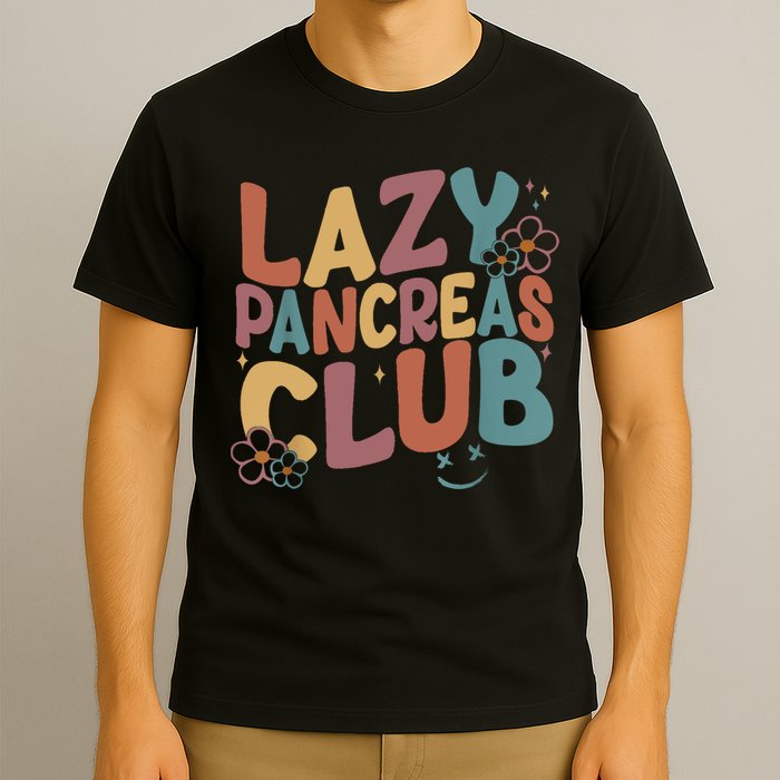Groovy Retro Lazy Pancreas Club Type 1 Diabetes Awareness T-Shirt