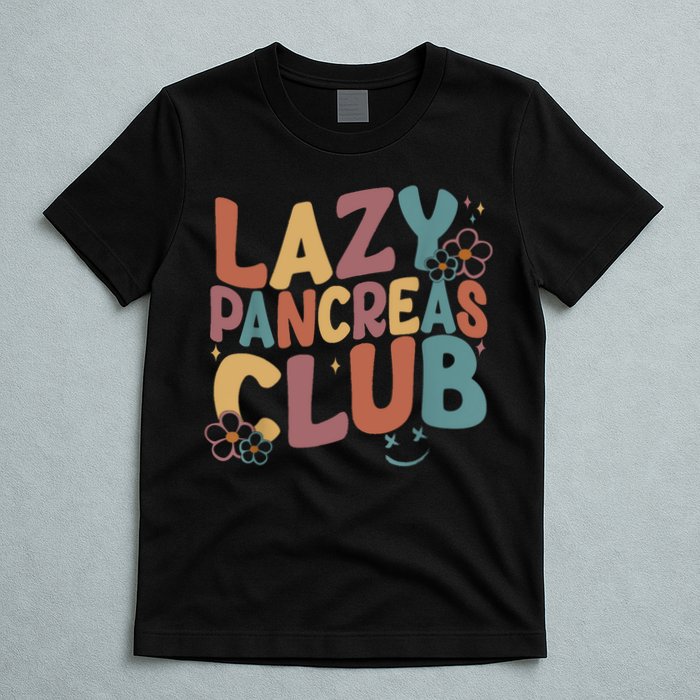Groovy Retro Lazy Pancreas Club Type 1 Diabetes Awareness T-Shirt