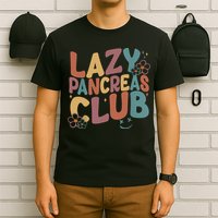 Groovy Retro Lazy Pancreas Club Type 1 Diabetes Awareness T-Shirt