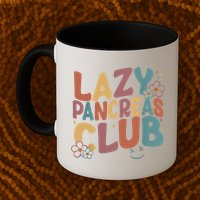 Groovy Retro Lazy Pancreas Club Type 1 Diabetes Awareness Mug