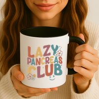 Groovy Retro Lazy Pancreas Club Type 1 Diabetes Awareness Mug