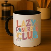 Groovy Retro Lazy Pancreas Club Type 1 Diabetes Awareness Mug