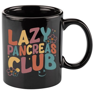 Groovy Retro Lazy Pancreas Club Type 1 Diabetes Awareness 11oz C Handle Ceramic Mug