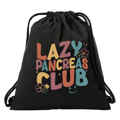 Groovy Retro Lazy Pancreas Club Type 1 Diabetes Awareness Drawstring Bag