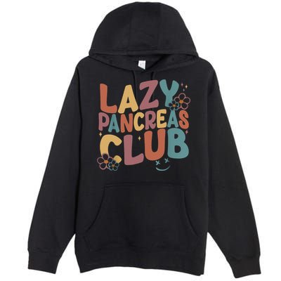 Groovy Retro Lazy Pancreas Club Type 1 Diabetes Awareness Premium Pullover Hoodie