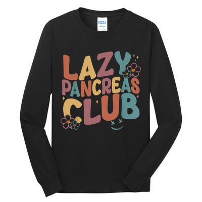 Groovy Retro Lazy Pancreas Club Type 1 Diabetes Awareness Tall Long Sleeve T-Shirt
