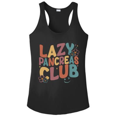 Groovy Retro Lazy Pancreas Club Type 1 Diabetes Awareness Ladies PosiCharge Competitor Racerback Tank