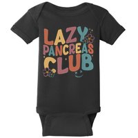 Groovy Retro Lazy Pancreas Club Type 1 Diabetes Awareness Baby Bodysuit