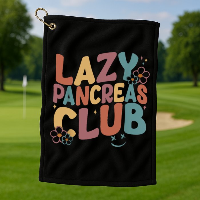 Groovy Retro Lazy Pancreas Club Type 1 Diabetes Awareness Golf Towel