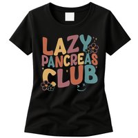 Groovy Retro Lazy Pancreas Club Type 1 Diabetes Awareness Womens T-Shirt