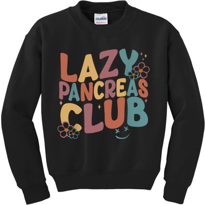 Groovy Retro Lazy Pancreas Club Type 1 Diabetes Awareness Kids Sweatshirt