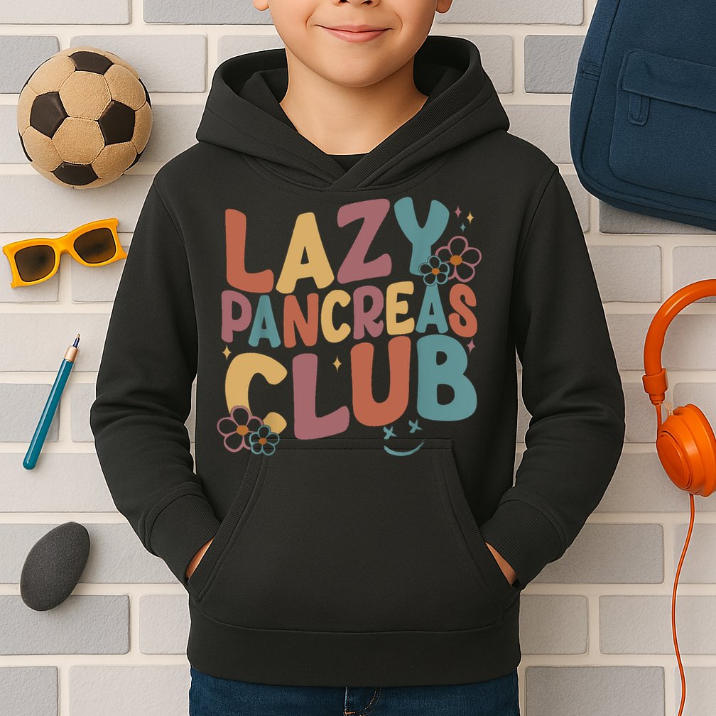 Groovy Retro Lazy Pancreas Club Type 1 Diabetes Awareness Kids Hoodie