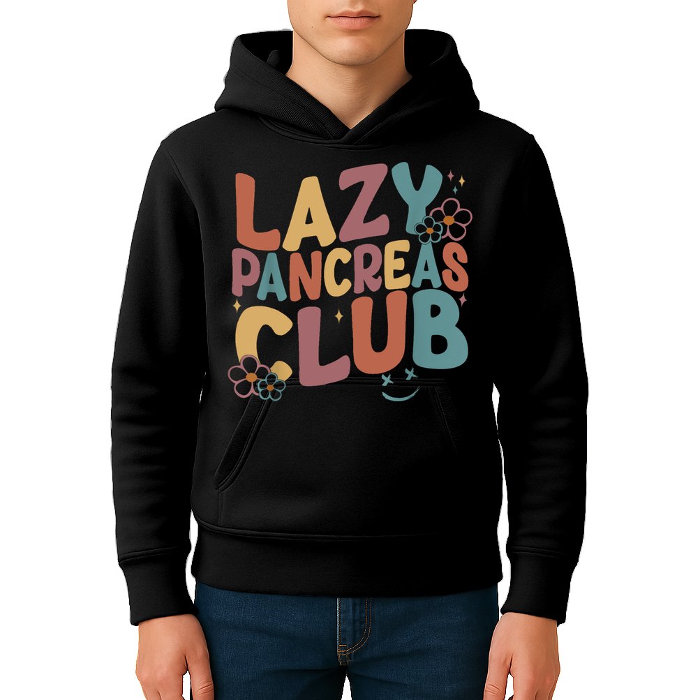 Groovy Retro Lazy Pancreas Club Type 1 Diabetes Awareness Kids Hoodie