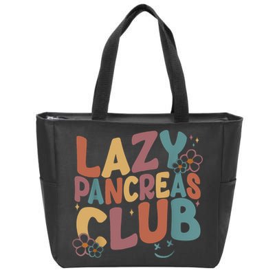 Groovy Retro Lazy Pancreas Club Type 1 Diabetes Awareness Zip Tote Bag