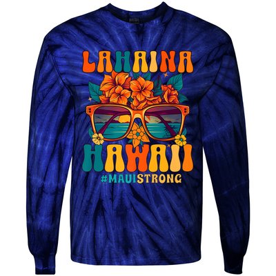 Groovy Retro Lahaina Pray For Maui Hawaii Strong Tie-Dye Long Sleeve Shirt