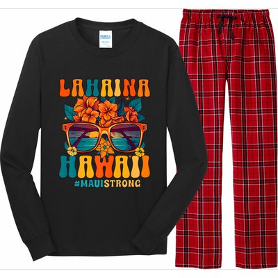 Groovy Retro Lahaina Pray For Maui Hawaii Strong Long Sleeve Pajama Set