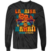 Groovy Retro Lahaina Pray For Maui Hawaii Strong Tie-Dye Long Sleeve Shirt