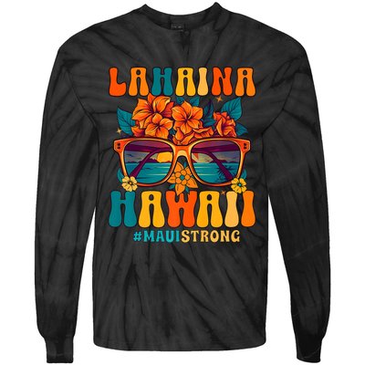 Groovy Retro Lahaina Pray For Maui Hawaii Strong Tie-Dye Long Sleeve Shirt