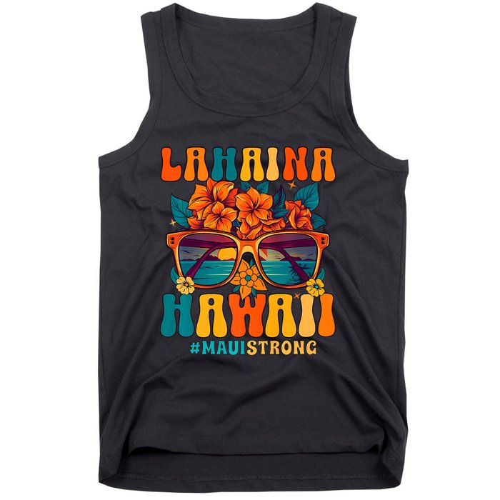 Groovy Retro Lahaina Pray For Maui Hawaii Strong Tank Top