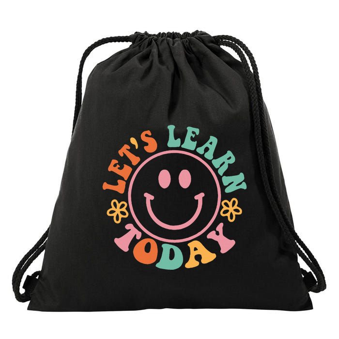 Groovy Retro Lets Learn Today Teacher Student Back To School Drawstring Bag