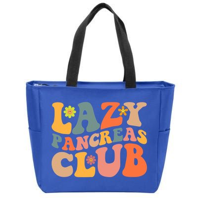 Groovy Retro Lazy Pancreas Club Type 1 Diabetes Awareness Cute Gift Zip Tote Bag
