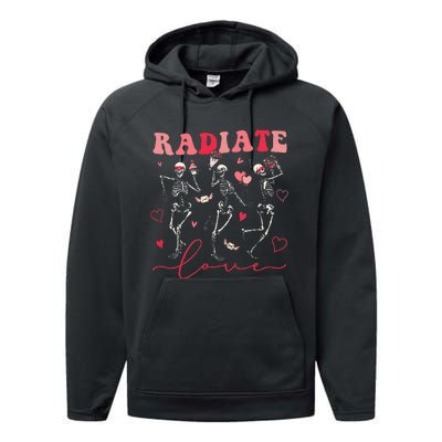 Groovy Radiate Love Valentine Xray Tech Radiology Rad Tech Performance Fleece Hoodie