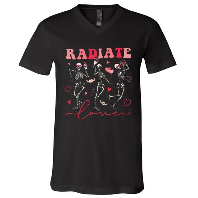 Groovy Radiate Love Valentine Xray Tech Radiology Rad Tech V-Neck T-Shirt