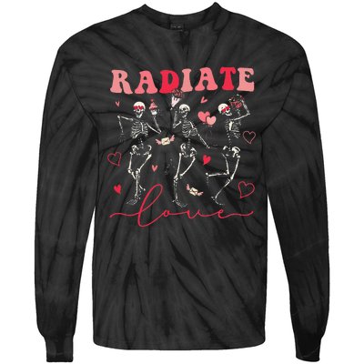 Groovy Radiate Love Valentine Xray Tech Radiology Rad Tech Tie-Dye Long Sleeve Shirt