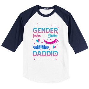 Gender Reveal Lashes Or Staches Daddio Loves You Gift Baseball Sleeve Shirt