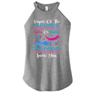 Gender Reveal Lashes Or Staches Daddio Loves You Gift Women's Perfect Tri Rocker Tank