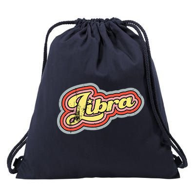 Groovy Retro Libra Zodiac Scales September October Birthday Drawstring Bag