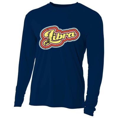 Groovy Retro Libra Zodiac Scales September October Birthday Cooling Performance Long Sleeve Crew