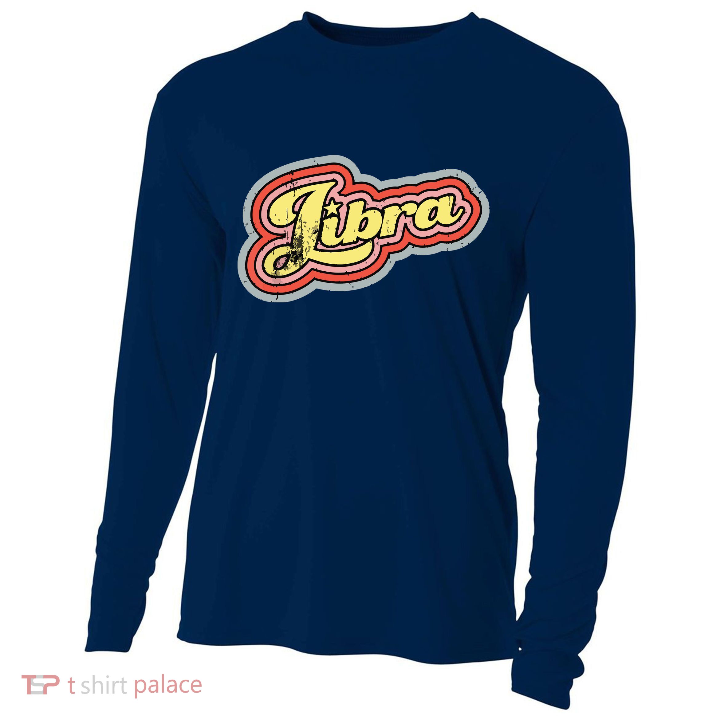 Groovy Retro Libra Zodiac Scales September October Birthday Cooling Performance Long Sleeve Crew