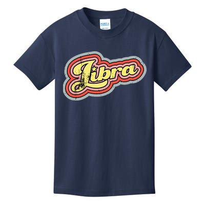 Groovy Retro Libra Zodiac Scales September October Birthday Kids T-Shirt