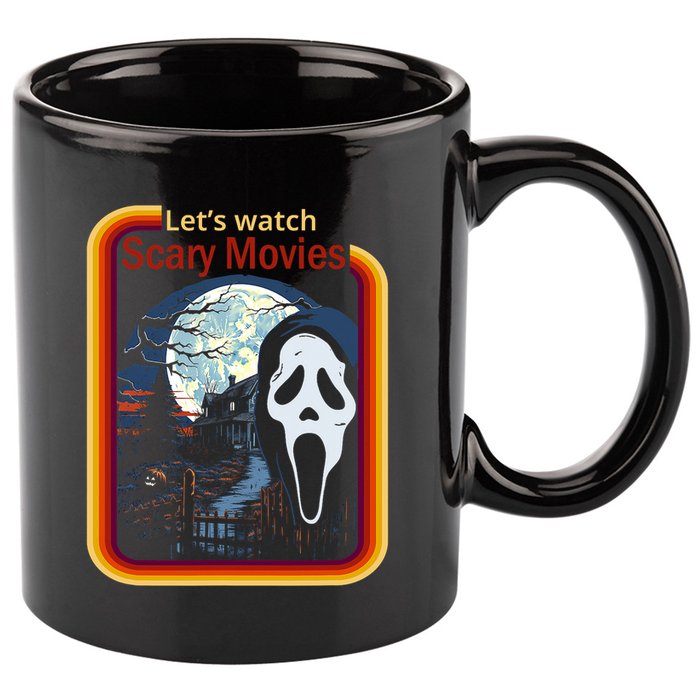 Ghost Retro Lets Watch Scary Movies 11oz C Handle Ceramic Mug