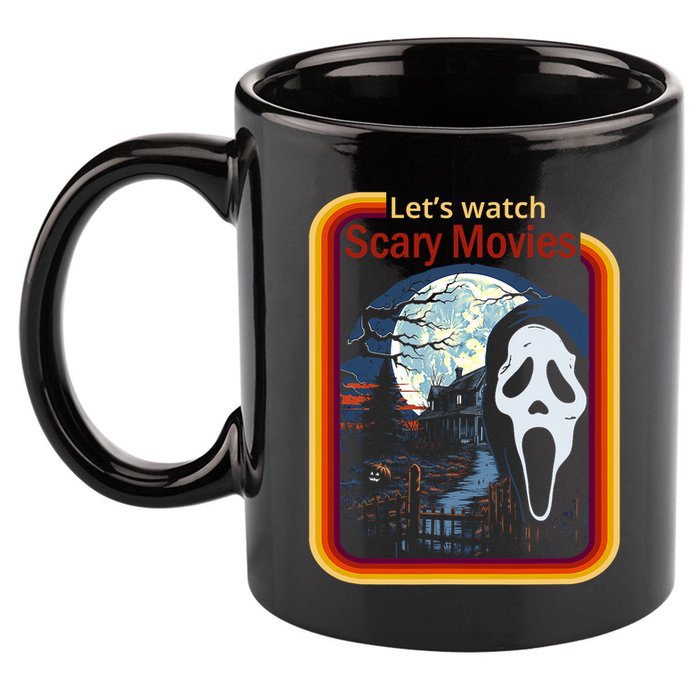 Ghost Retro Lets Watch Scary Movies 11oz C Handle Ceramic Mug
