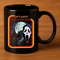 Ghost Retro Lets Watch Scary Movies 11oz C Handle Ceramic Mug